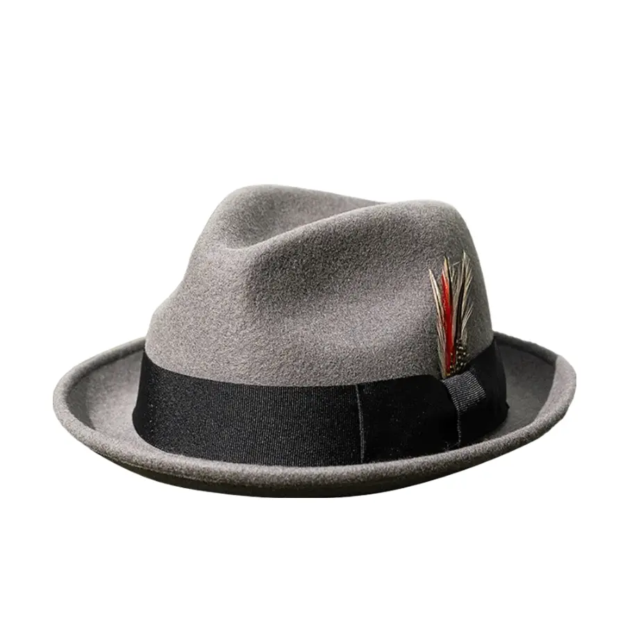 Brunner Feather Wool Fedora Hat - Classic Wool Fedora With Feather Accent For Casual Style