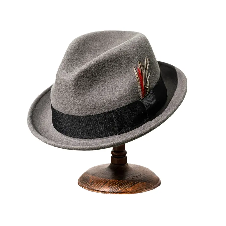Brunner Feather Wool Fedora Hat - Classic Wool Fedora With Feather Accent For Casual Style