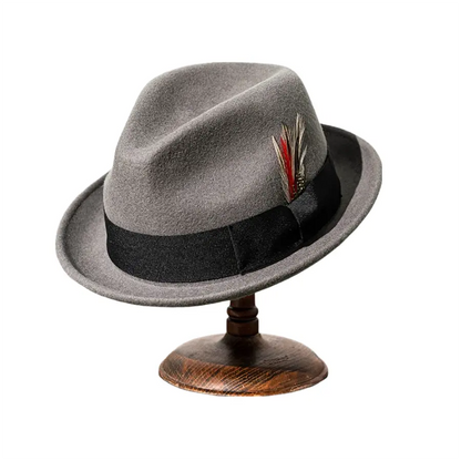 Brunner Feather Wool Fedora Hat - Classic Wool Fedora With Feather Accent For Casual Style