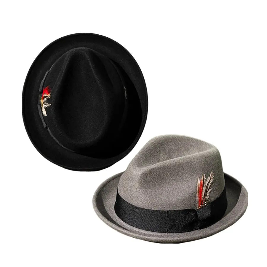 Brunner Feather Wool Fedora Hat - Classic Wool Fedora With Feather Accent For Casual Style