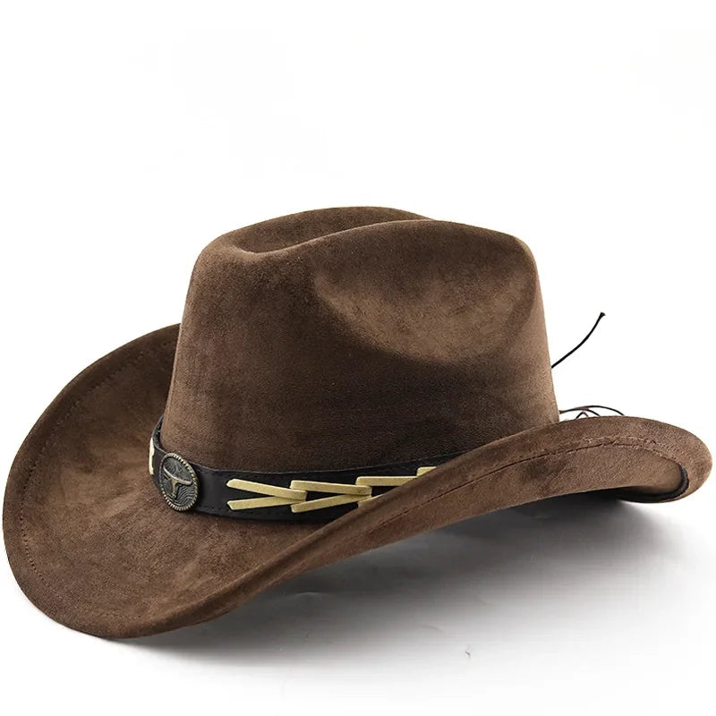 Bullhead Suede Cowboy Hat – Vegan Western Style Adjustable Hat