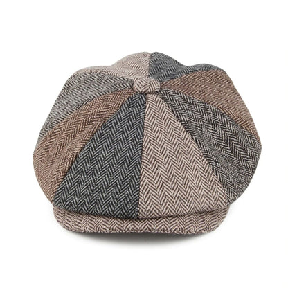 Burbage Herringbone Newsboy Cap - Classic Herringbone Newsboy Cap For Smart Casual Style