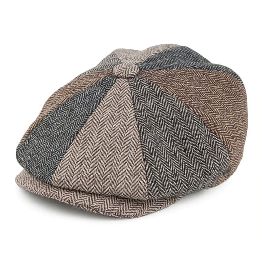 Burbage Herringbone Newsboy Cap - Classic Herringbone Newsboy Cap For Smart Casual Style