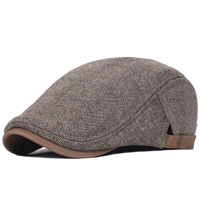 Cambridge Herringbone Wool Flat Cap – Classic Adjustable Gatsby Cap