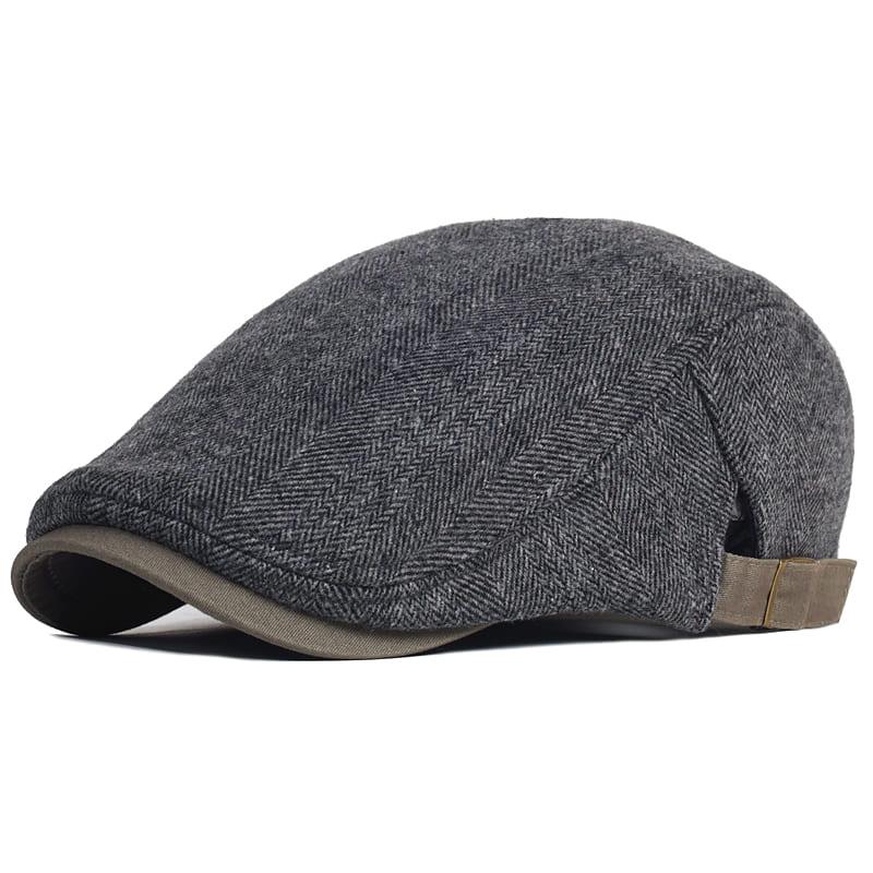 Cambridge Herringbone Wool Flat Cap – Classic Adjustable Gatsby Cap