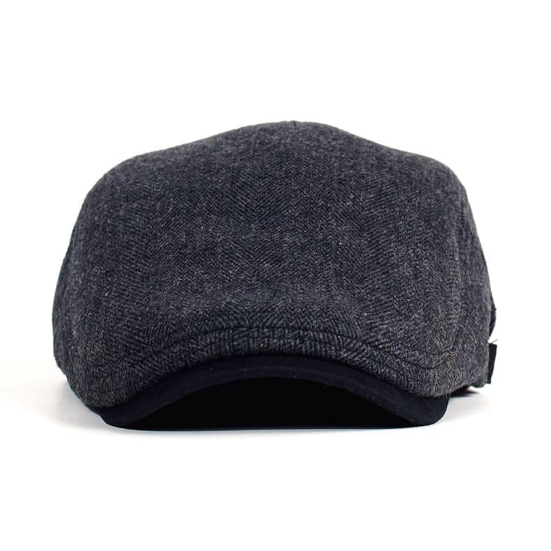 Cambridge Herringbone Wool Flat Cap – Classic Adjustable Gatsby Cap