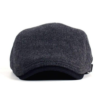 Cambridge Herringbone Wool Flat Cap – Classic Adjustable Gatsby Cap