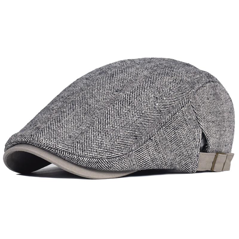 Cambridge Herringbone Wool Flat Cap – Classic Adjustable Gatsby Cap