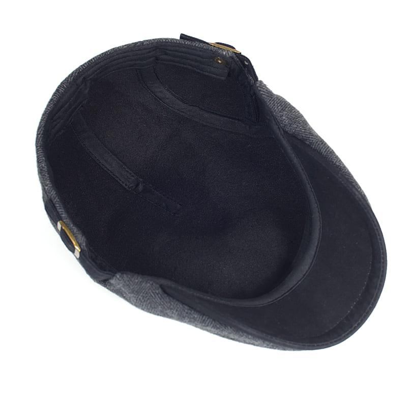 Cambridge Herringbone Wool Flat Cap – Classic Adjustable Gatsby Cap