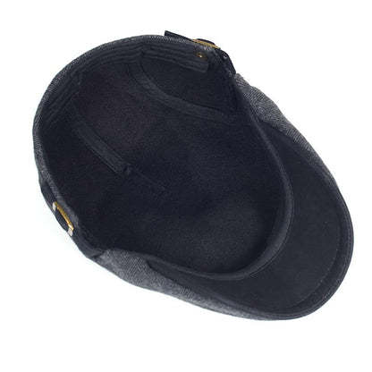 Cambridge Herringbone Wool Flat Cap – Classic Adjustable Gatsby Cap
