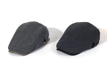 Cambridge Herringbone Wool Flat Cap – Classic Adjustable Gatsby Cap