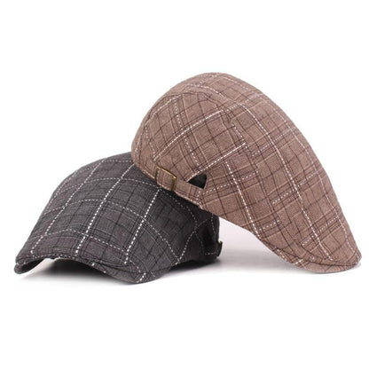 Campbell Plaid Cotton Flat Cap - Classic Plaid Styling For Casual Smart Versatility