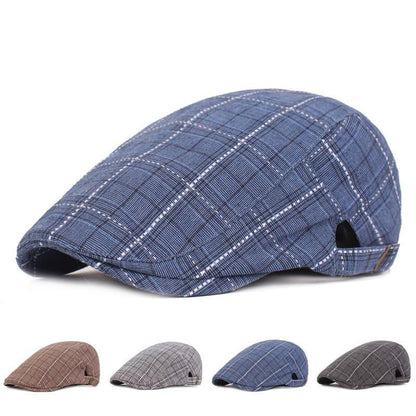 Campbell Plaid Cotton Flat Cap - Classic Plaid Styling For Casual Smart Versatility