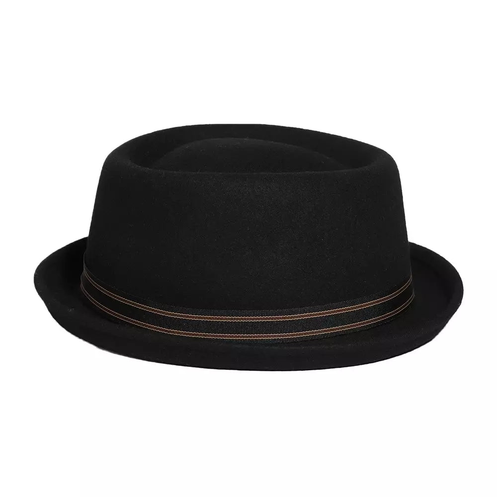 Cassady Black Wool Porkpie Hat - Timeless Black Wool Porkpie Hat With Classic Silhouette