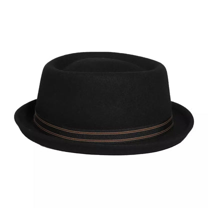 Cassady Black Wool Porkpie Hat - Timeless Black Wool Porkpie Hat With Classic Silhouette
