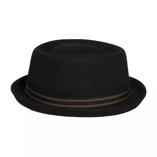 Cassady Black Wool Porkpie Hat - Timeless Black Wool Porkpie Hat With Classic Silhouette