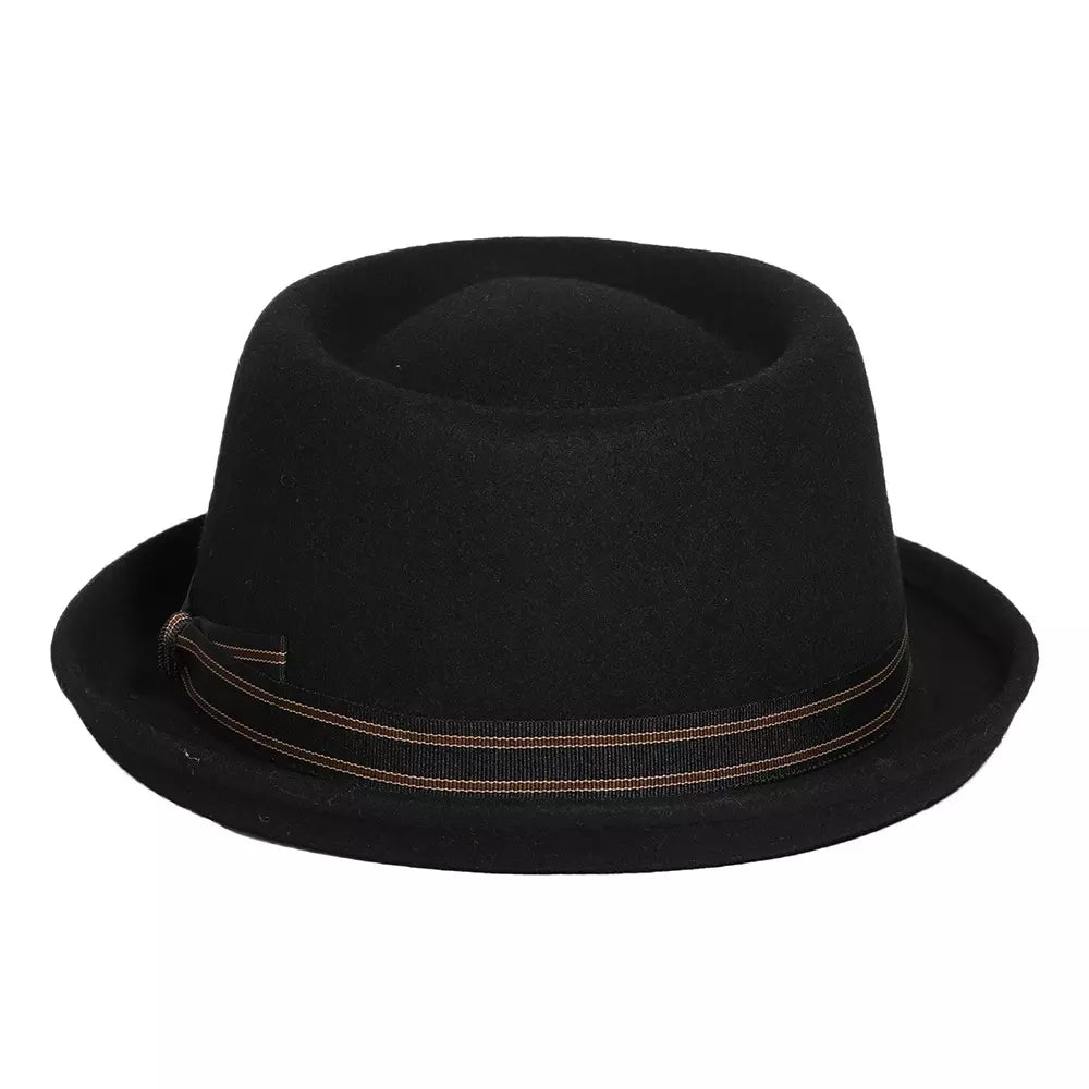 Cassady Black Wool Porkpie Hat - Timeless Black Wool Porkpie Hat With Classic Silhouette