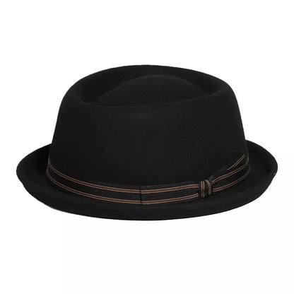 Cassady Black Wool Porkpie Hat - Timeless Black Wool Porkpie Hat With Classic Silhouette