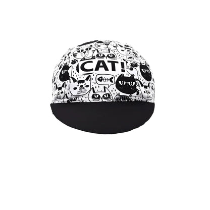 Cat Black And White Cycling Cap Lightweight Acrylic Stretch Fit One Size