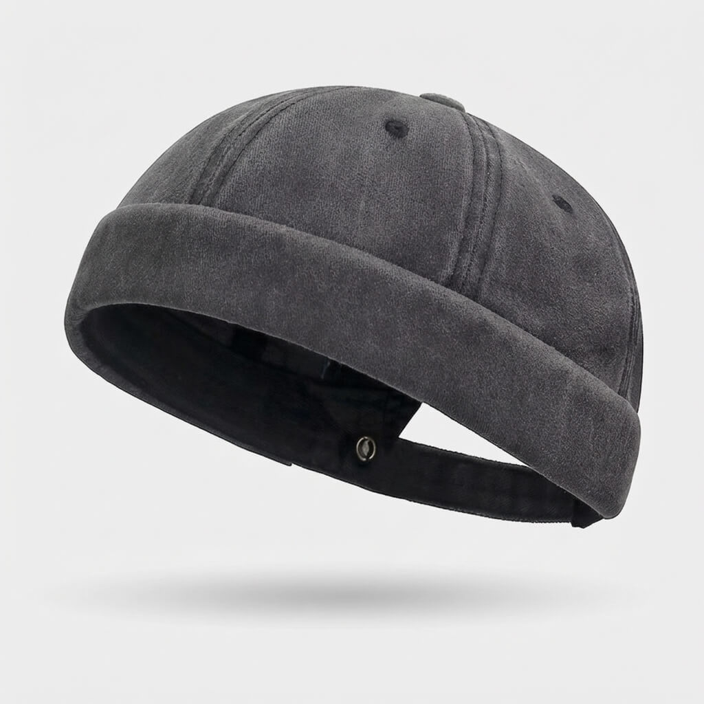 Washed Docker Cap Garment Cotton Unstructured Fold Over Cuff - Urban Caps