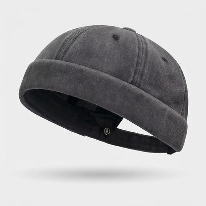 Washed Docker Cap Garment Cotton Unstructured Fold Over Cuff - Urban Caps