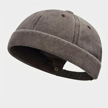 Washed Docker Cap Garment Cotton Unstructured Fold Over Cuff - Urban Caps