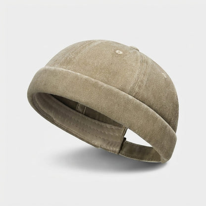 Washed Docker Cap Garment Cotton Unstructured Fold Over Cuff - Urban Caps