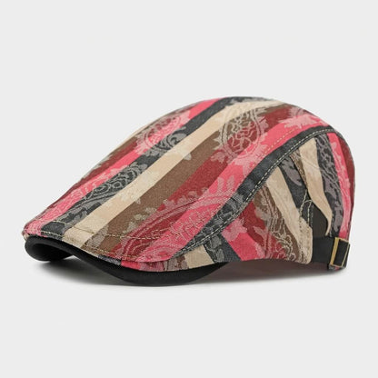 Vintage Patchwork Striped Flat Cap Newsboy Hat Premium - Urban Caps