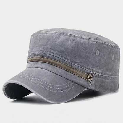 Washed Military Cap With Structured Silhouette Design - Urban Caps