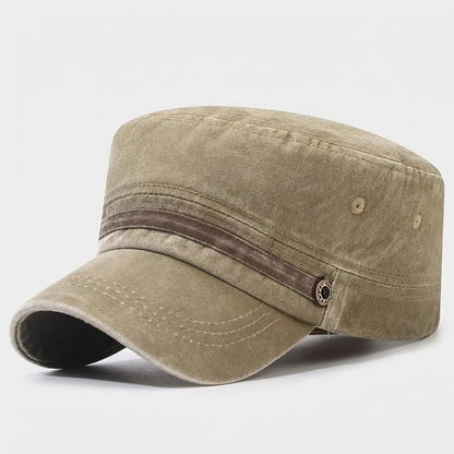 Washed Military Cap With Structured Silhouette Design - Urban Caps