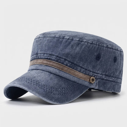 Washed Military Cap With Structured Silhouette Design - Urban Caps