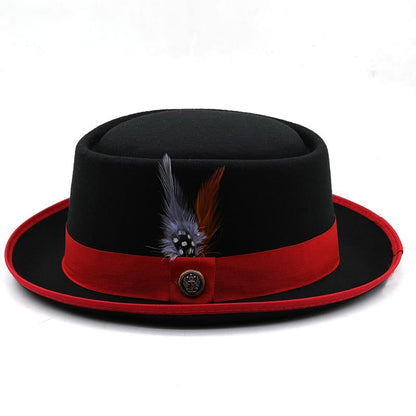 Charleroy Porkpie Hat – Feather Trim Wool Blend Hat