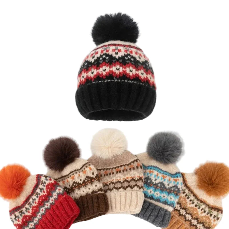Winter Christmas Knitted Beanie With Pom - Urban Caps