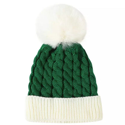 Christmas Knitted Bicolor Pom-Pom Beanie Cozy Seasonal Classic - Urban Caps