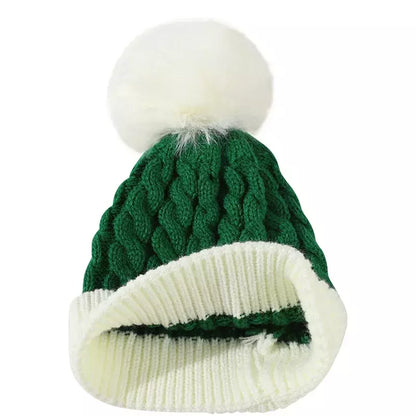 Christmas Knitted Bicolor Pom-Pom Beanie Cozy Seasonal Classic - Urban Caps