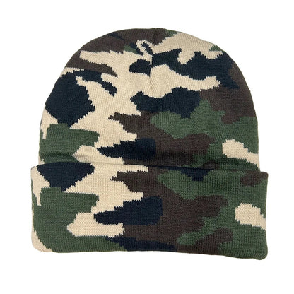 Classic Camouflage Beanie - Soft Cotton Knit For Casual Style And Comfort