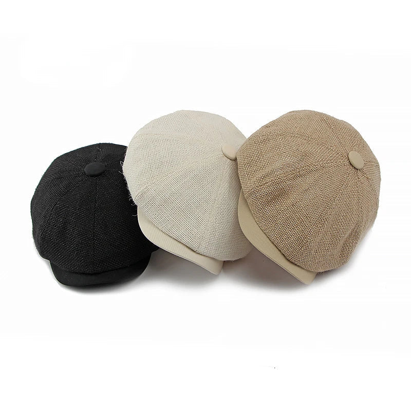 Classic Natural Jute Linen Newsboy Cap - Timeless Casual Headwear For Daily Style