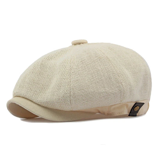 Classic Natural Jute Linen Newsboy Cap - Timeless Casual Headwear For Daily Style