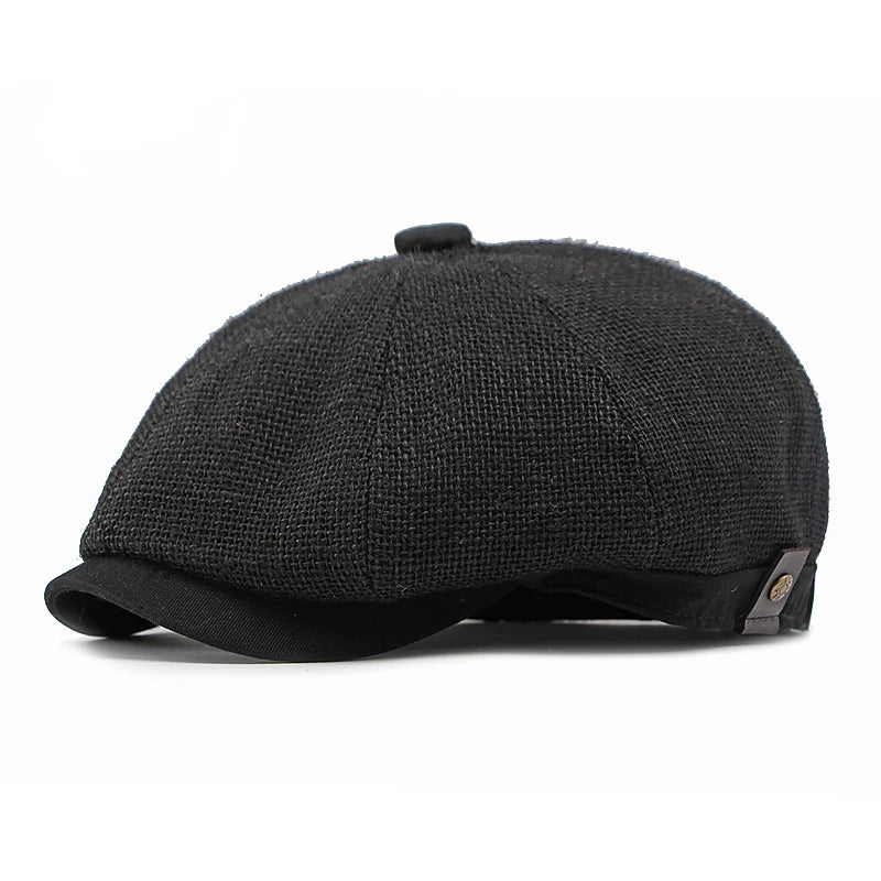 Classic Natural Jute Linen Newsboy Cap - Timeless Casual Headwear For Daily Style