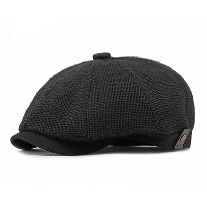 Classic Natural Jute Linen Newsboy Cap - Timeless Casual Headwear For Daily Style