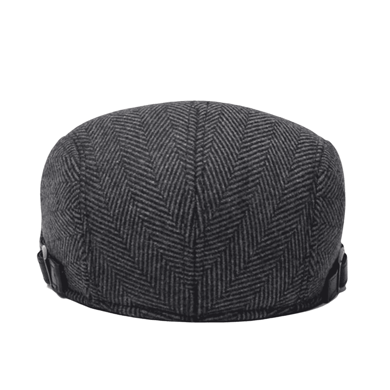 Classic Herringbone Black Flat Cap - Timeless Herringbone Style For Casual And Smart Looks