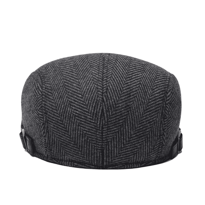 Classic Herringbone Black Flat Cap - Timeless Herringbone Style For Casual And Smart Looks