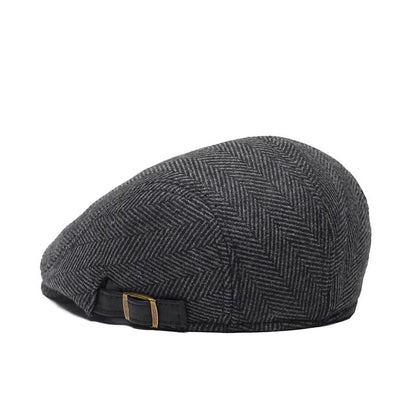 Classic Herringbone Black Flat Cap - Timeless Herringbone Style For Casual And Smart Looks