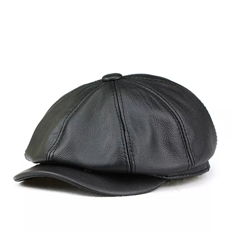 Cocteau Genuine Leather Newsboy Cap – Vintage Cowhide Baker Boy Hat