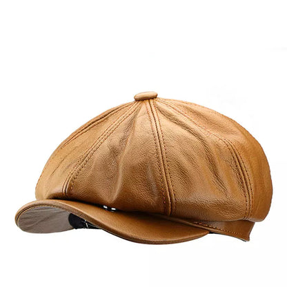 Cocteau Genuine Leather Newsboy Cap – Vintage Cowhide Baker Boy Hat