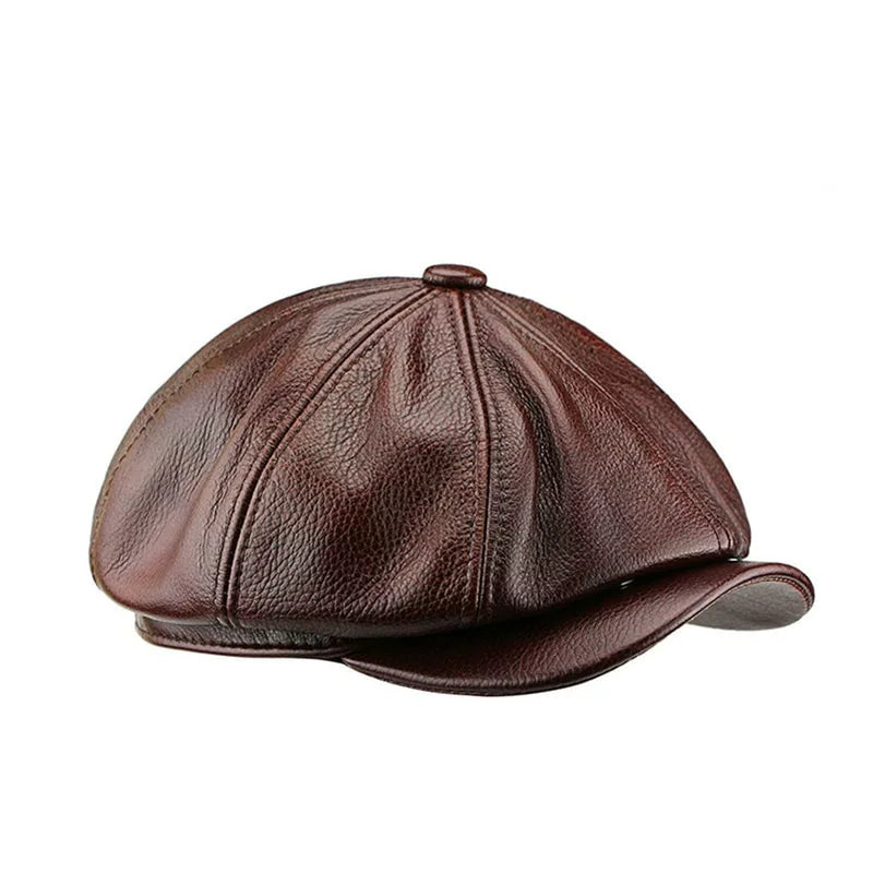 Cocteau Genuine Leather Newsboy Cap – Vintage Cowhide Baker Boy Hat