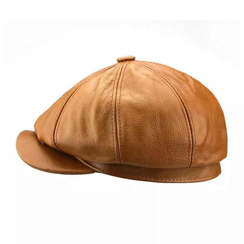 Cocteau Genuine Leather Newsboy Cap – Vintage Cowhide Baker Boy Hat