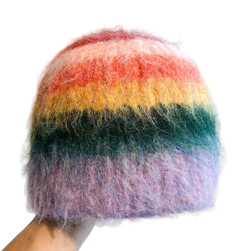 Colorful Gradient Furry Beanie - Urban Caps