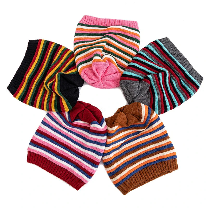 Coraline Slouchy Striped Knitted Beanie - Urban Caps