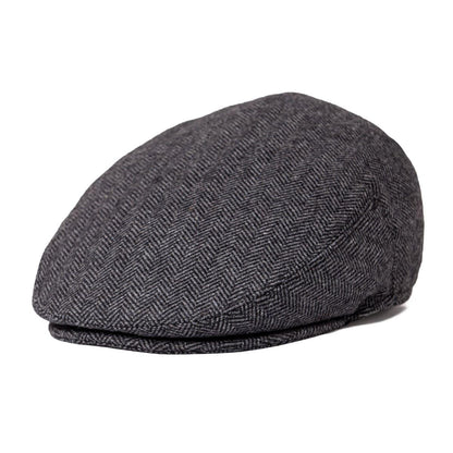 Croix Herringbone Wool Flat Cap - Timeless Herringbone Wool Flat Cap For Casual Looks